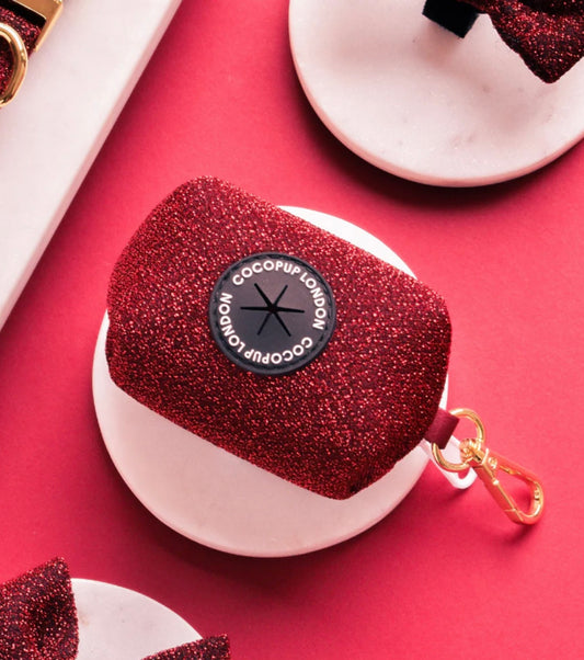 Cocopup London Poop Bag Holder - Burgandy Sparkle