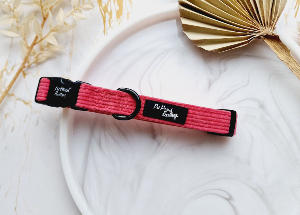 Pet Pooch Boutique Collar - Rose Pink Cord with free bow tie
