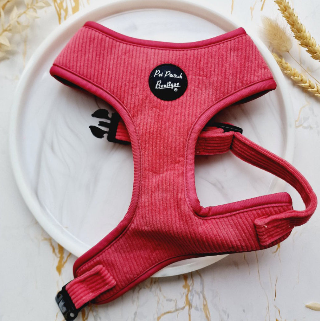 Pet Pooch Boutique Adjustable Harness - Rose Pink Cord