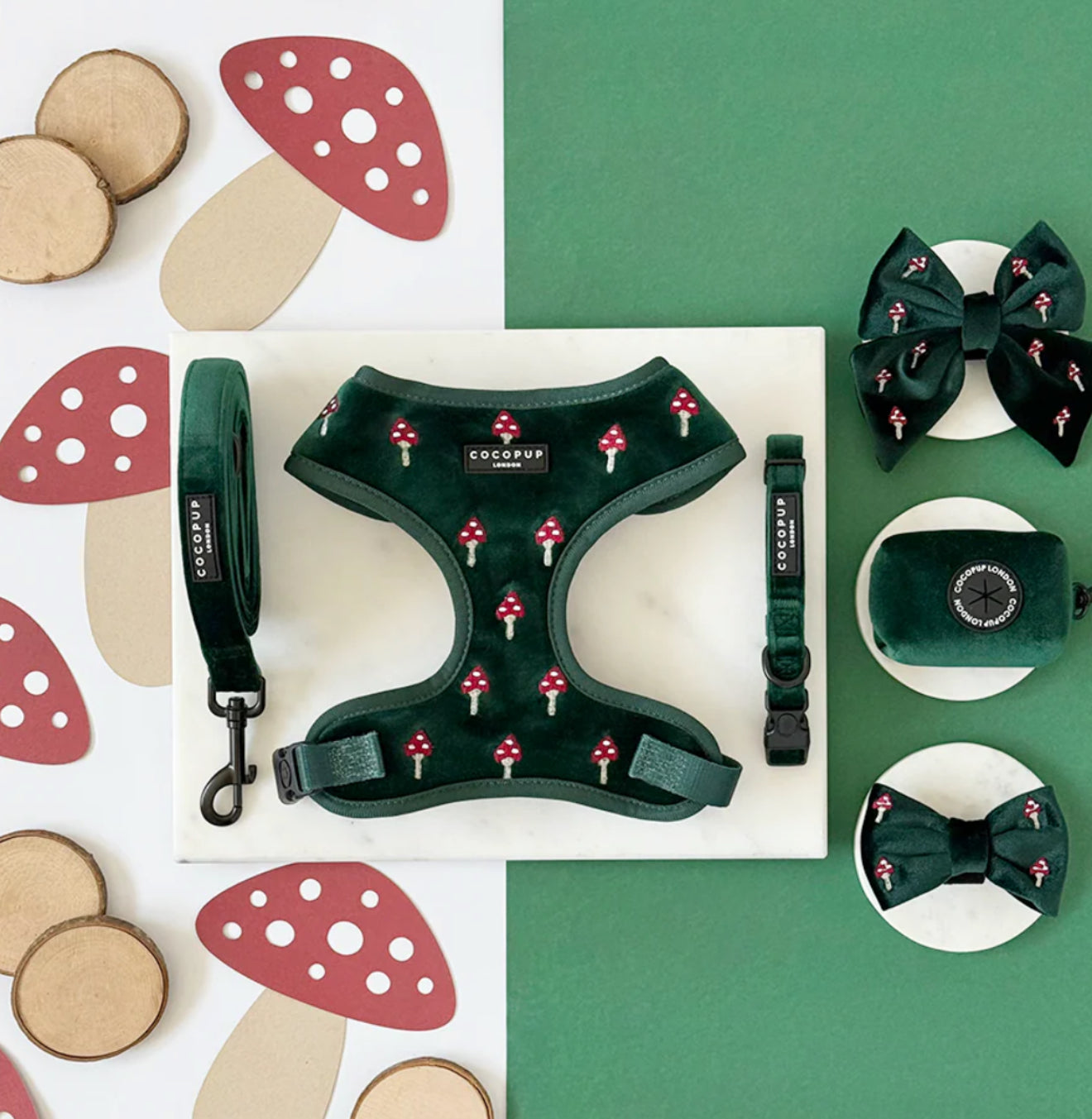 Cocopup London - Toadstool Trails Adjustable Neck Harness