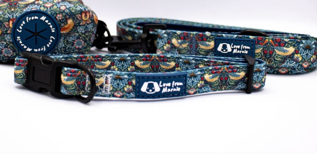 Love From Marnie Collar Strawberry Thief blue