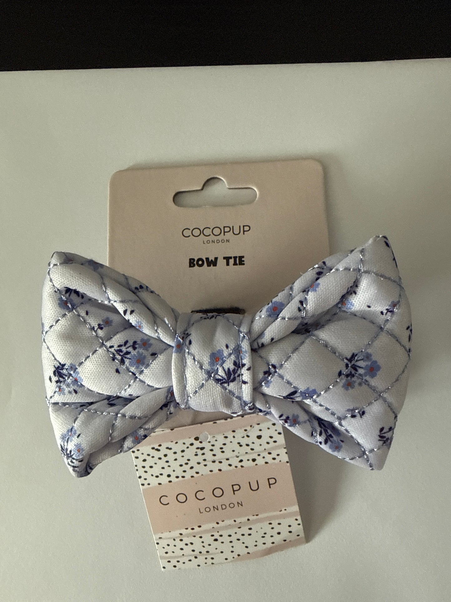 Cocopup London Quilted Ditsy Floral Periwinkle Bow Tie