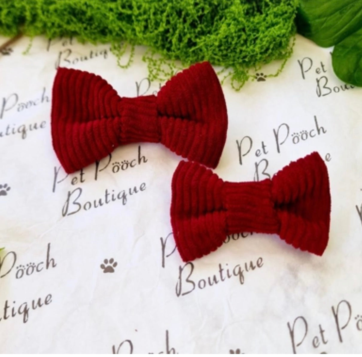 Burgundy Red Cord Dog Bow Tie
