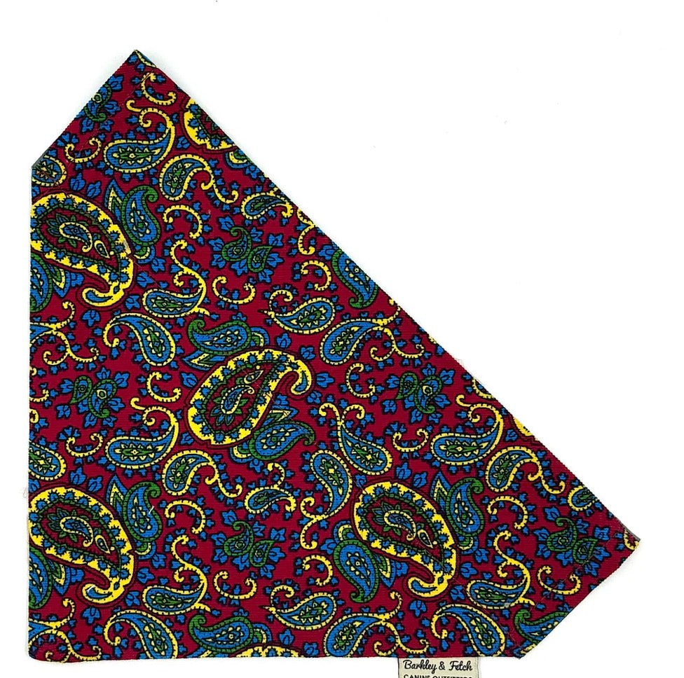 Cherry Paisley Corduroy Dog Bandana