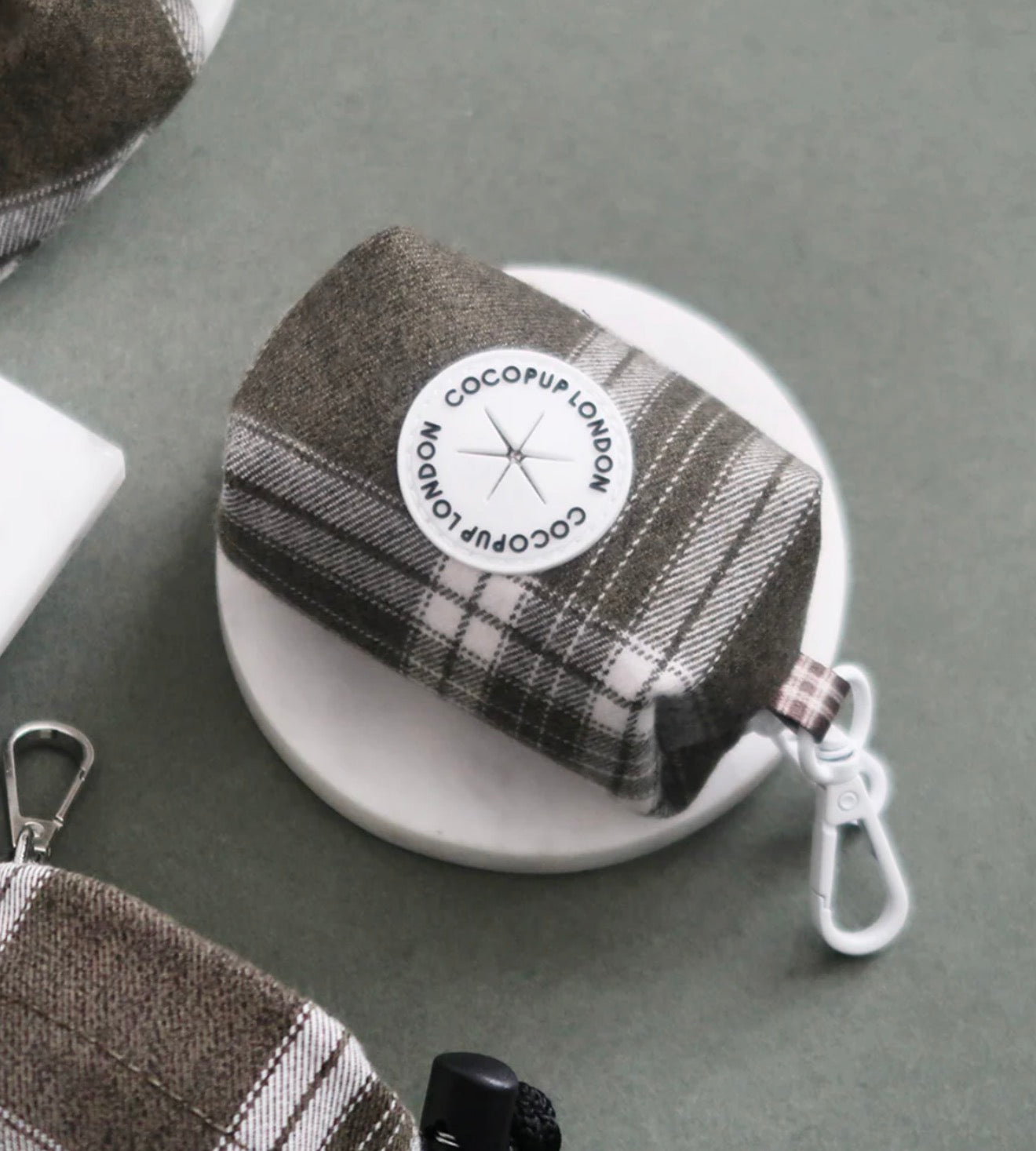 Cocopup London Olive Check Poop Bag Holder