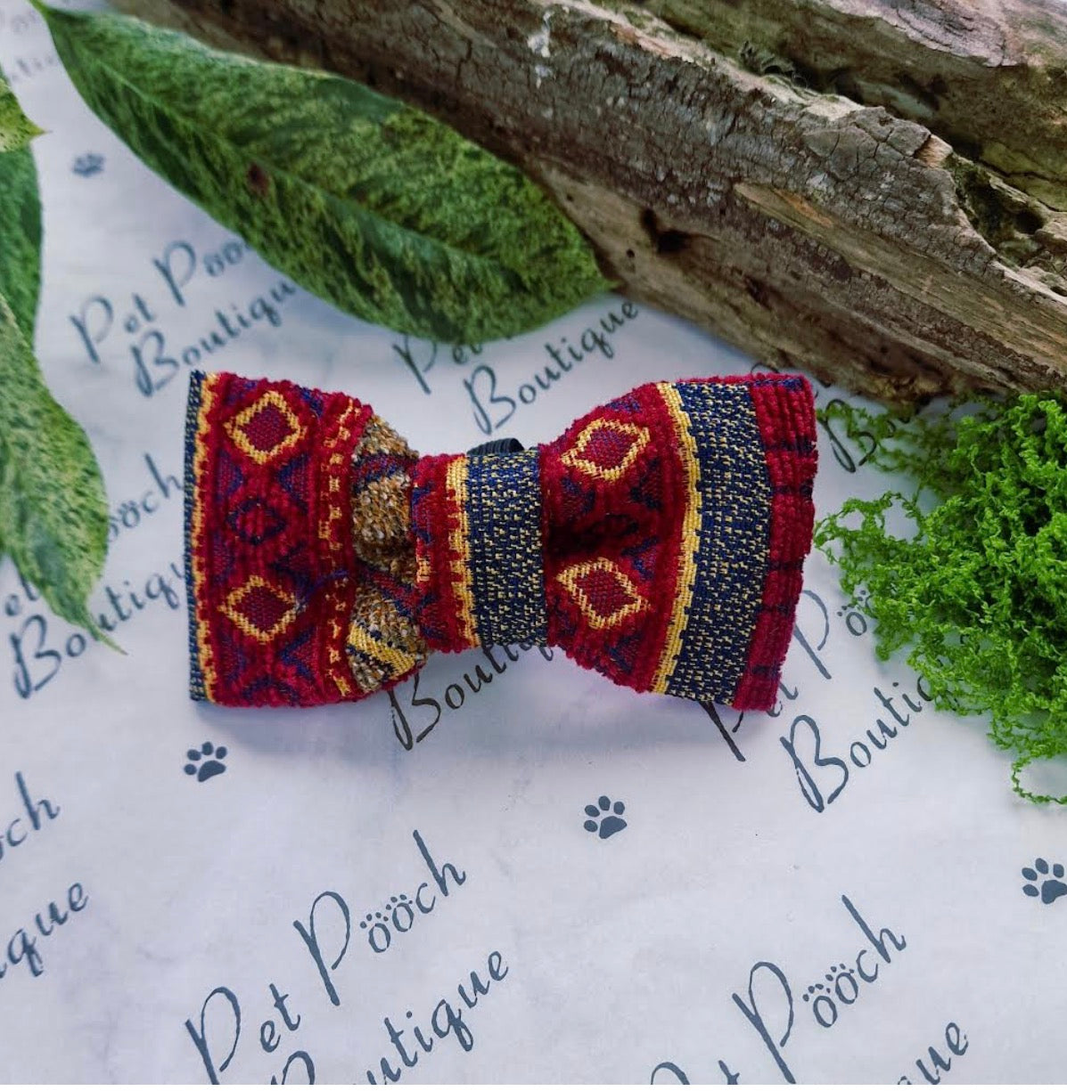 Red Toad & Moss Dog Bow Tie