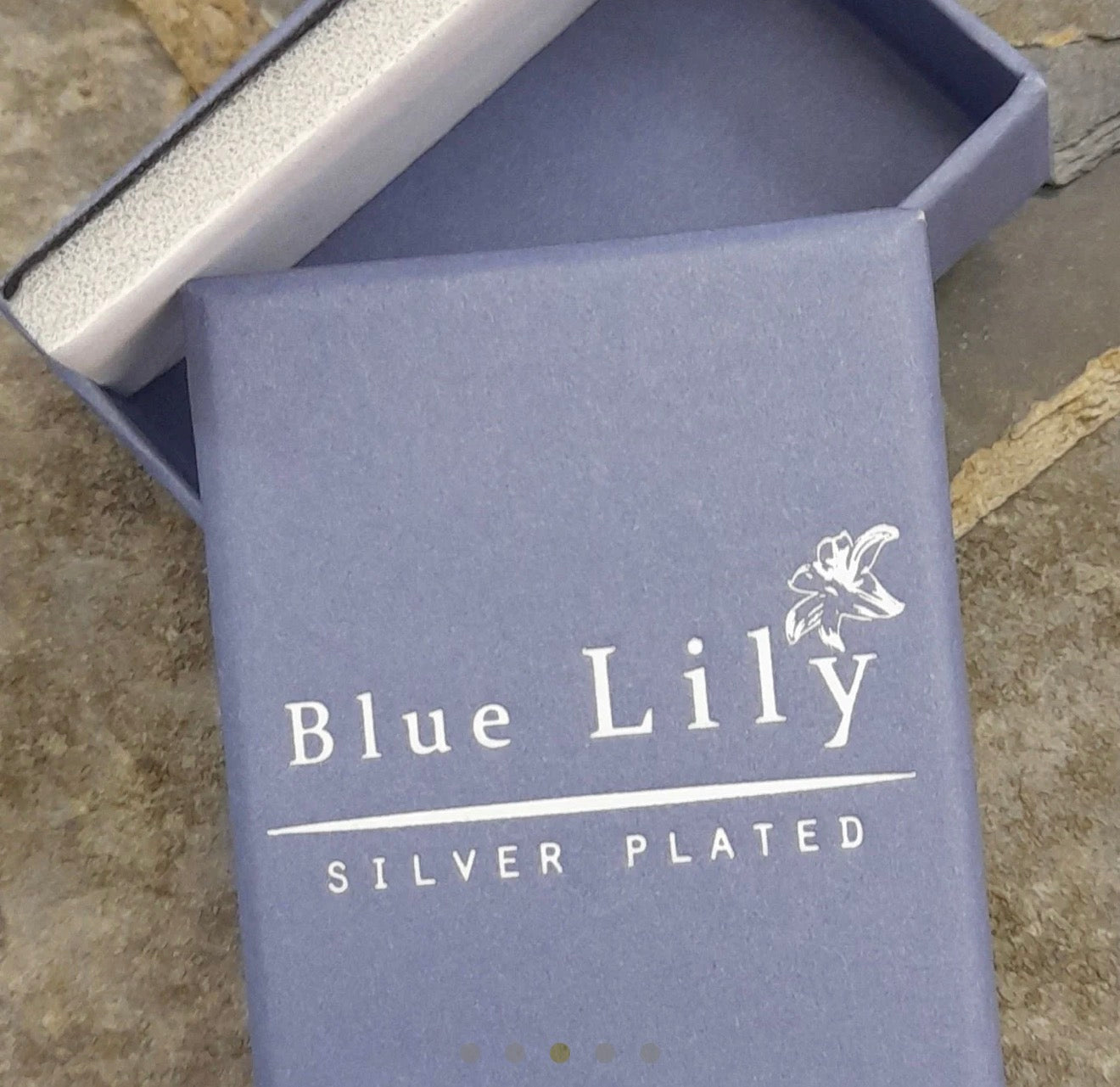 Blue Lily Paw Print Earring Silver Plated