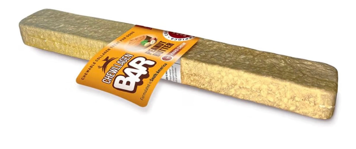Chewllagen Peanut Butter Flavour Bar Large 10 Inch Dog Chew - Collagen-Rich Rawhide-Free Chew for Dogs