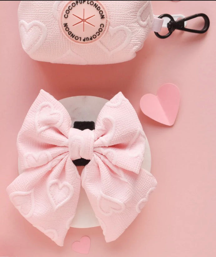 Cocopup London Luxe Sailor Bow Tie Baby Pink Heart