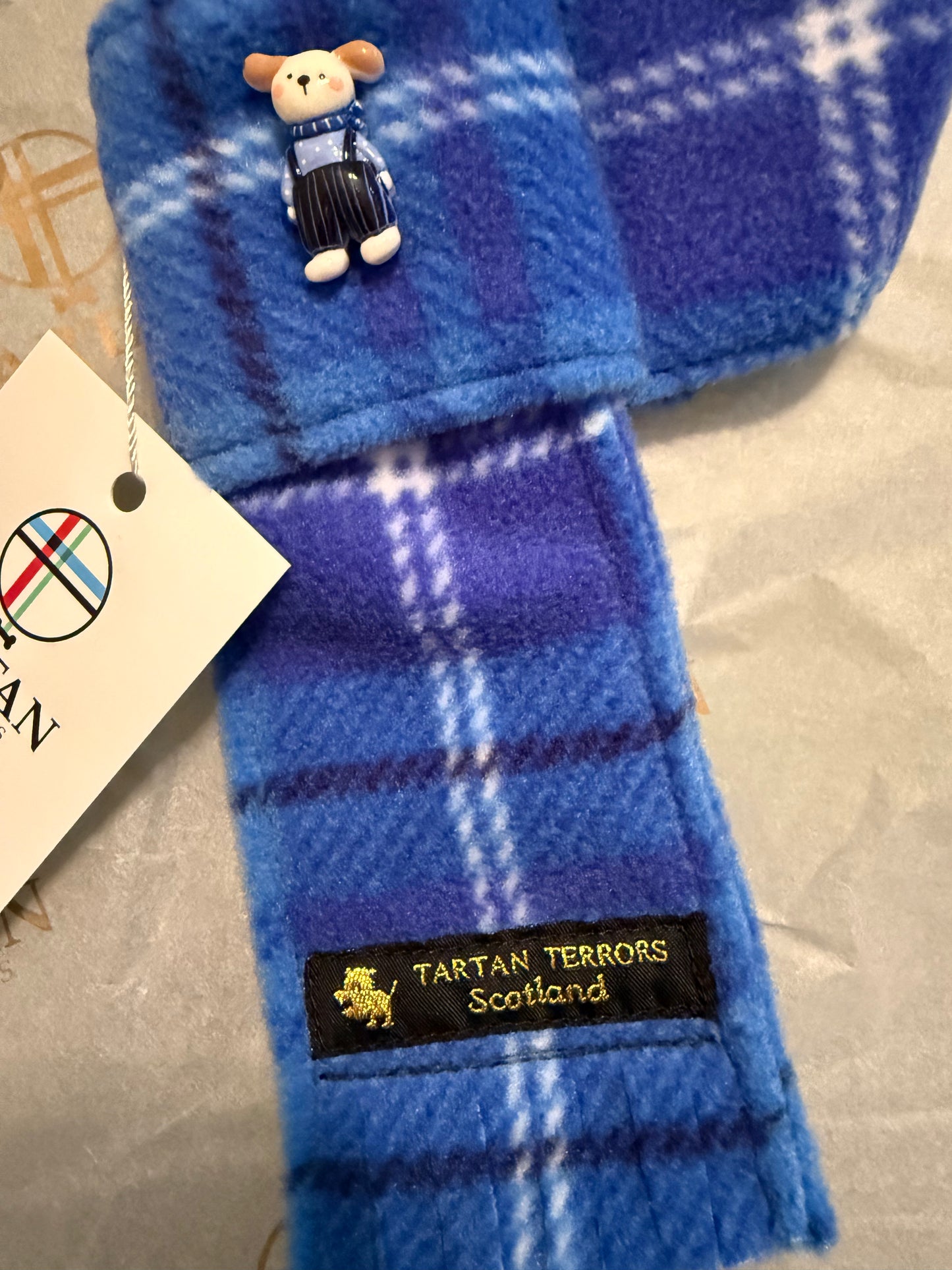Tartan Terrors Kinross Blue Tartan Dog Fleece Scarf
