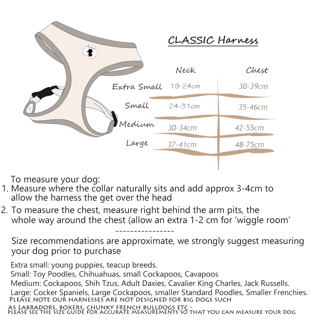 Pet Pooch Boutique Adjustable Harness - Rose Pink Cord