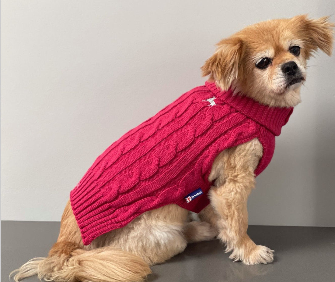 Pet London Cable Knit Wine Jumper