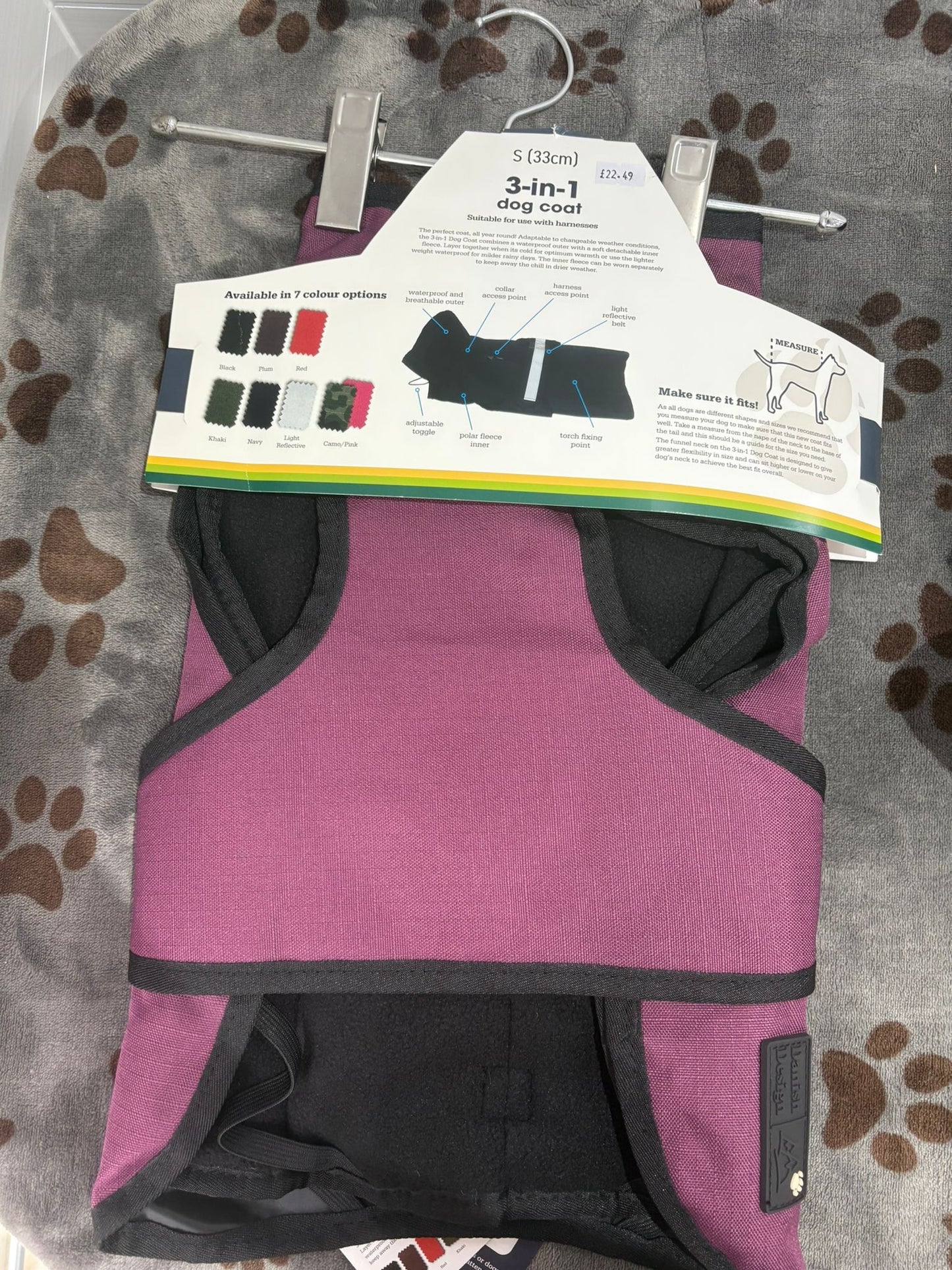 Danish Design 3 n 1 Dog Jacket Burgandy