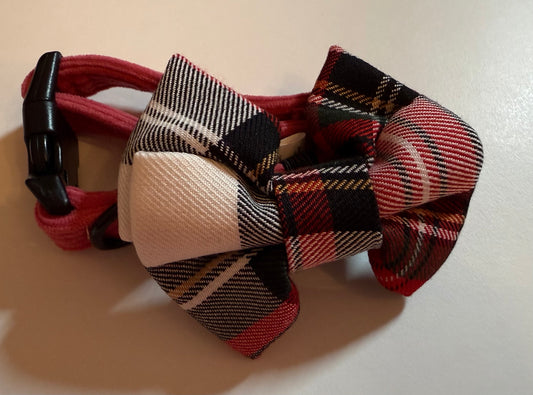 Pet Pooch Boutique Collar - Rose Pink Cord with free bow tie