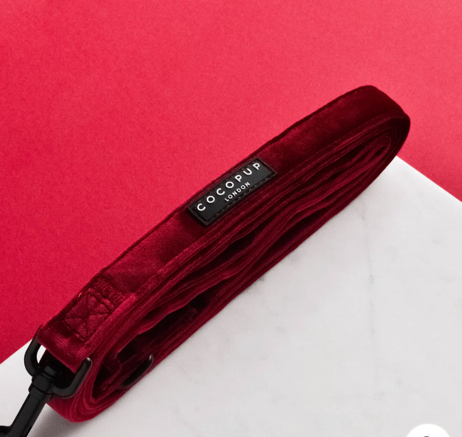 Cocopup London Lead - Luxe Velvet - Berry Red