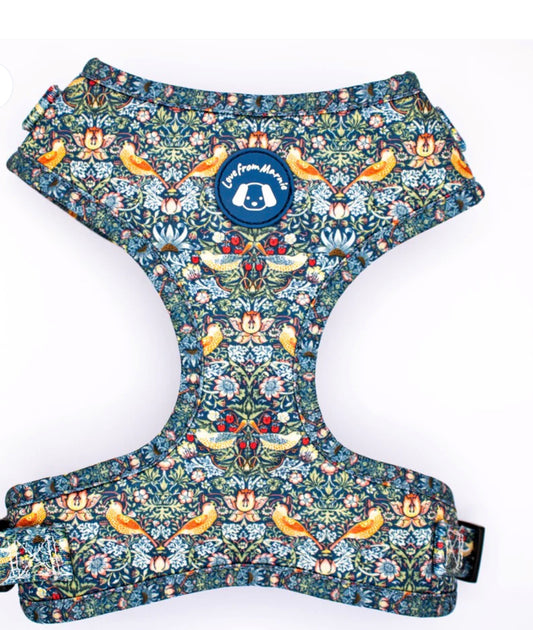 Love From Marnie Adjustable Harness - Strawberry Thief Blue