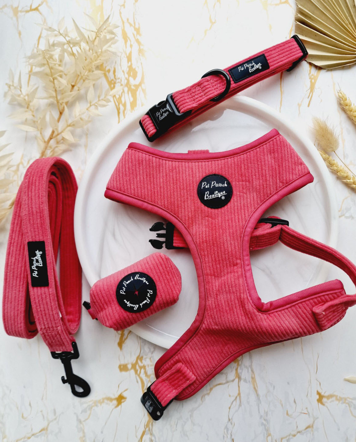 Pet Pooch Boutique Adjustable Harness - Rose Pink Cord