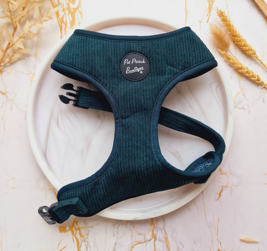 Pet Pooch Boutique Adjustable  Harness - Forrest Green Cord