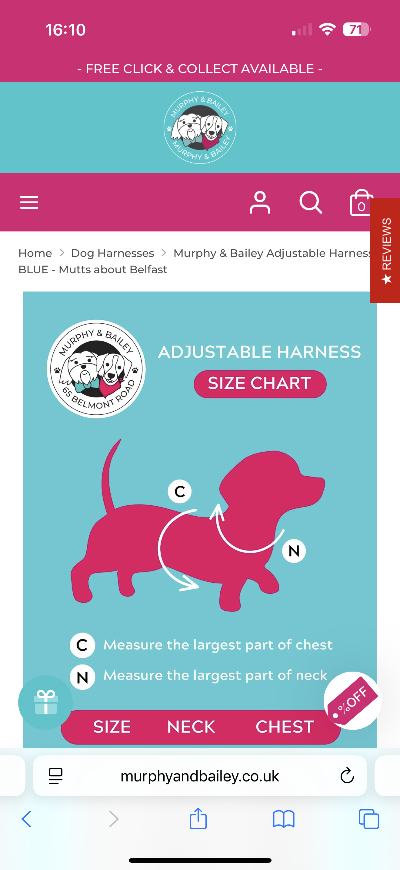 Murphy & Bailey Adjustable Harness - Mutts about Belfast Pink