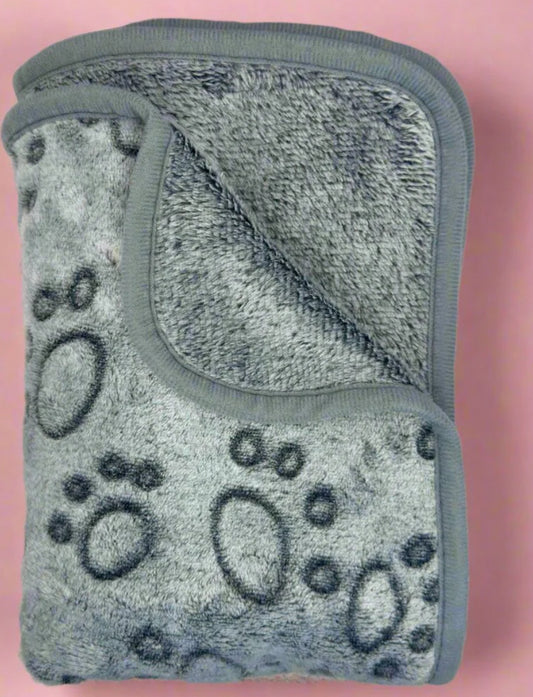 Pup Club Couture Dog Blanket - Grey Paws Medium