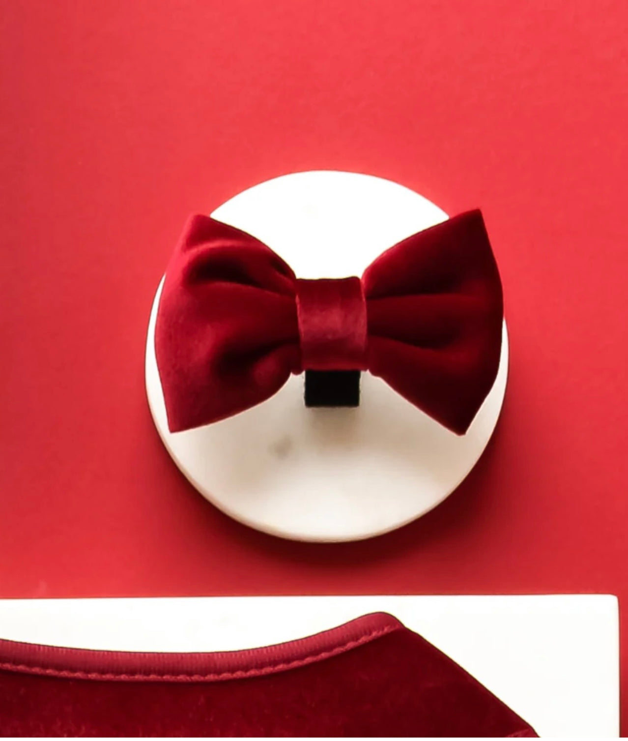 Cocopup London Luxe Velvet Berry Red Bow Tie