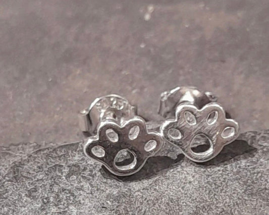 Blue Lily Paw Print Earring Silver Plated