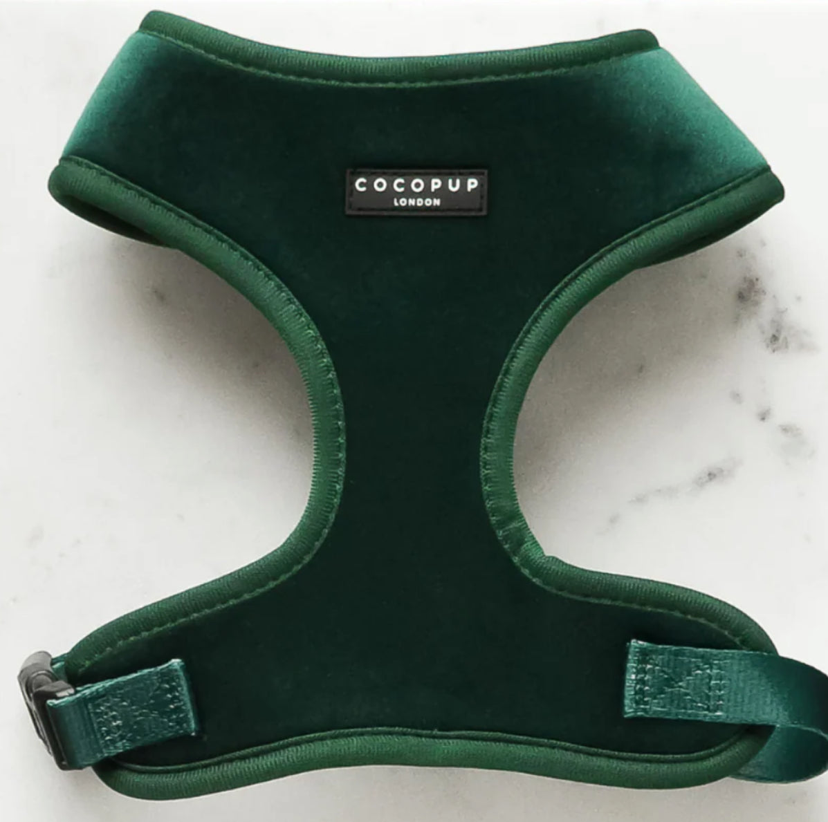 LUXE VELVET ADJUSTABLE NECK HARNESS - FOREST GREEN