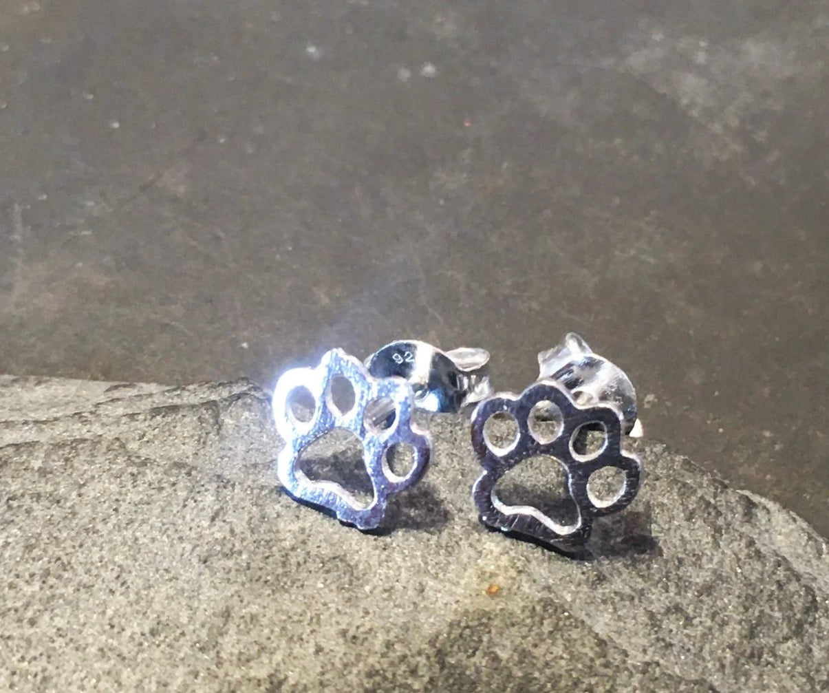 Blue Lily Dog Paw Stud Sterling Silver Earings