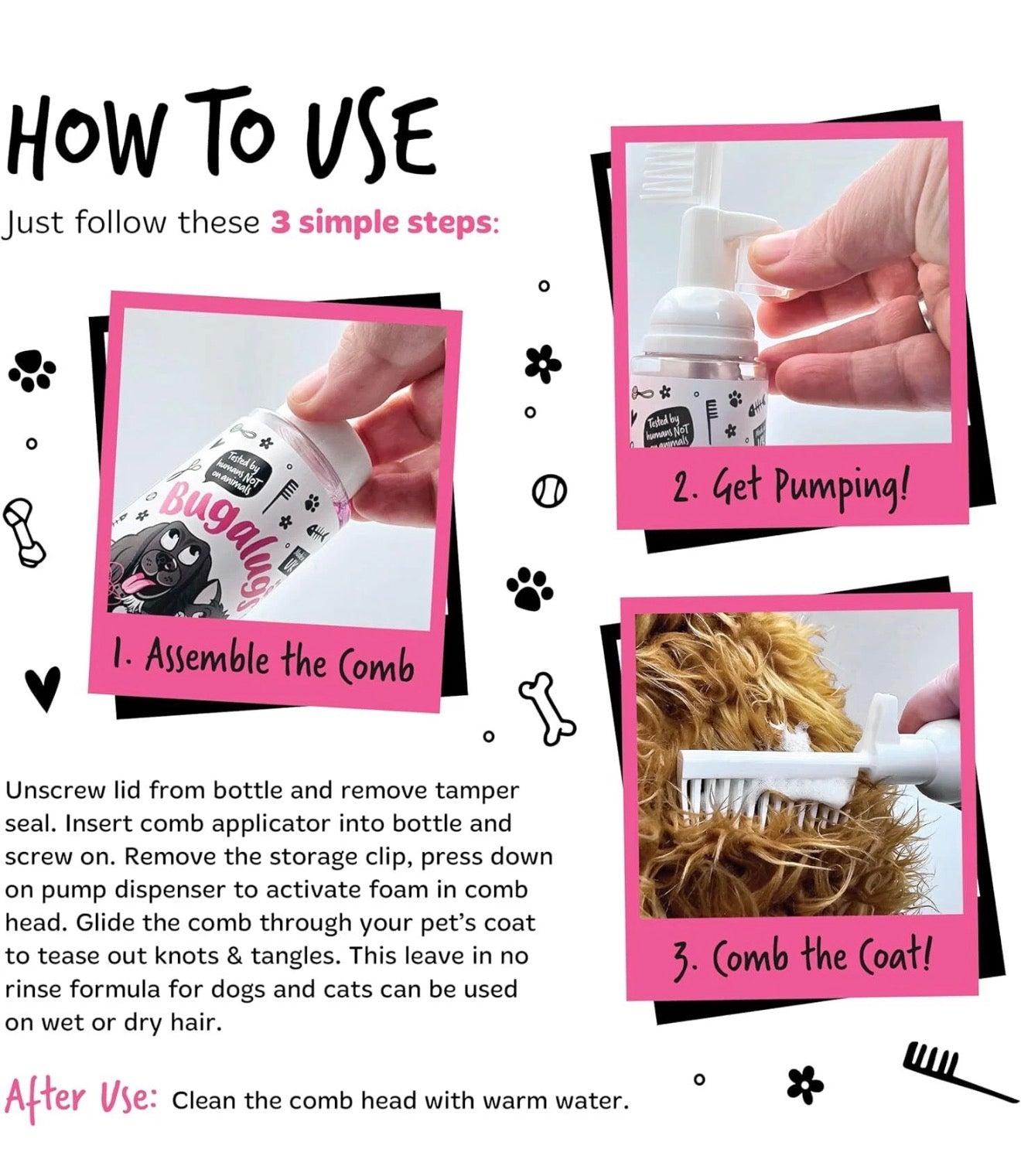 Baby Fresh 2-in-1 Detangling Foam Comb for Dogs & Cats