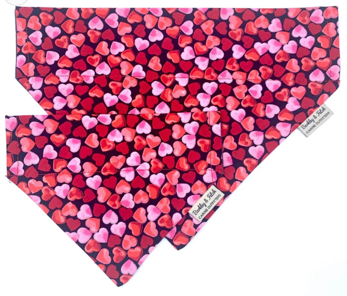 Love Hearts Print Dog Bandana