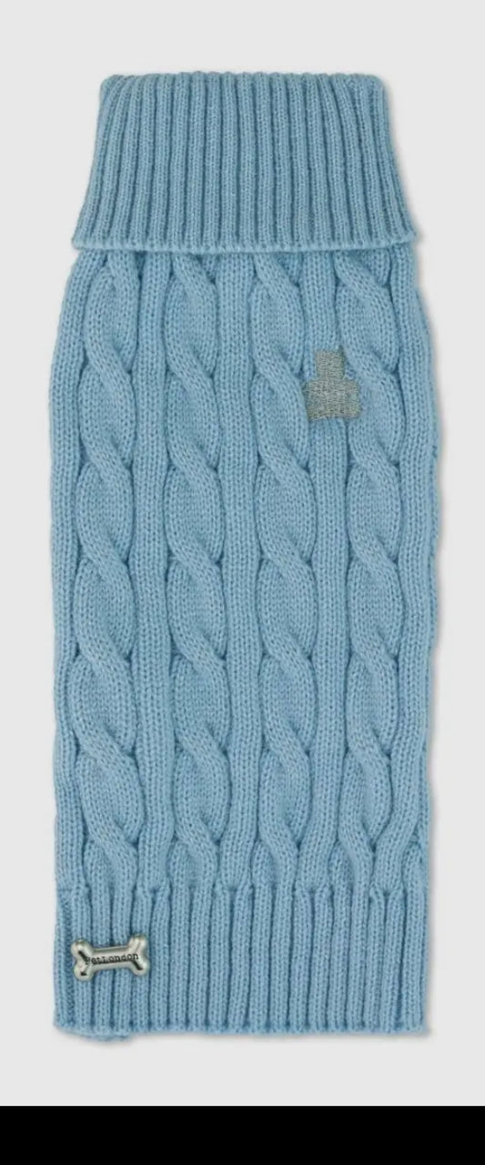 Pet London - Cable Knit Shimmer Jumper Baby Blue