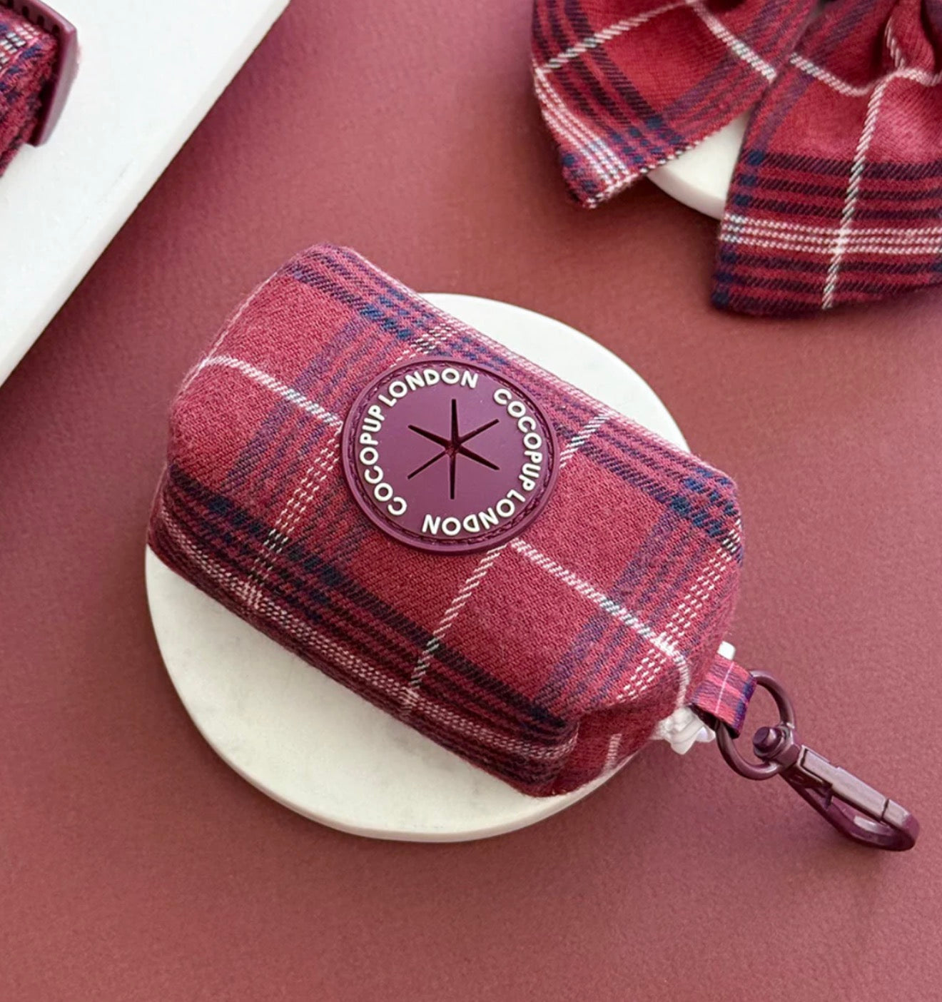 Cocopup London Mulberry Plaid Poop Bag Holder