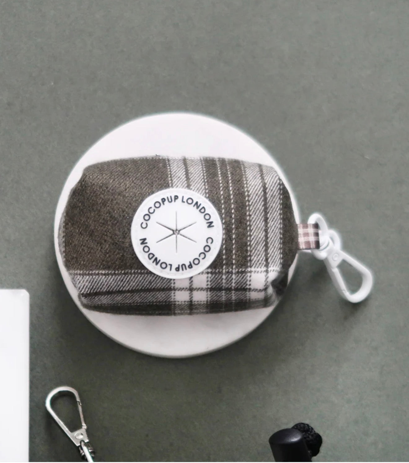 Cocopup London Olive Check Poop Bag Holder