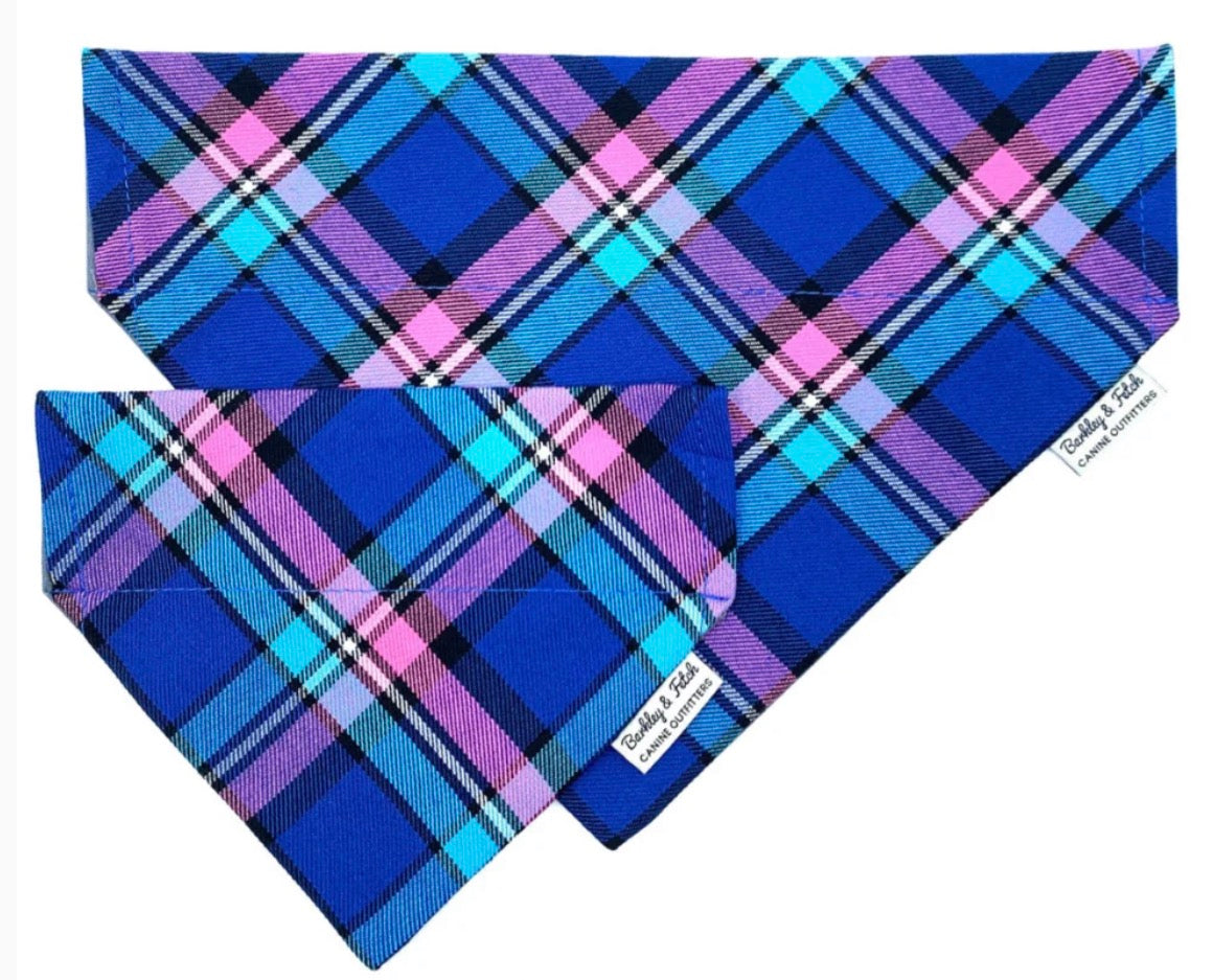 Pink/Blue Check Dog Bandana