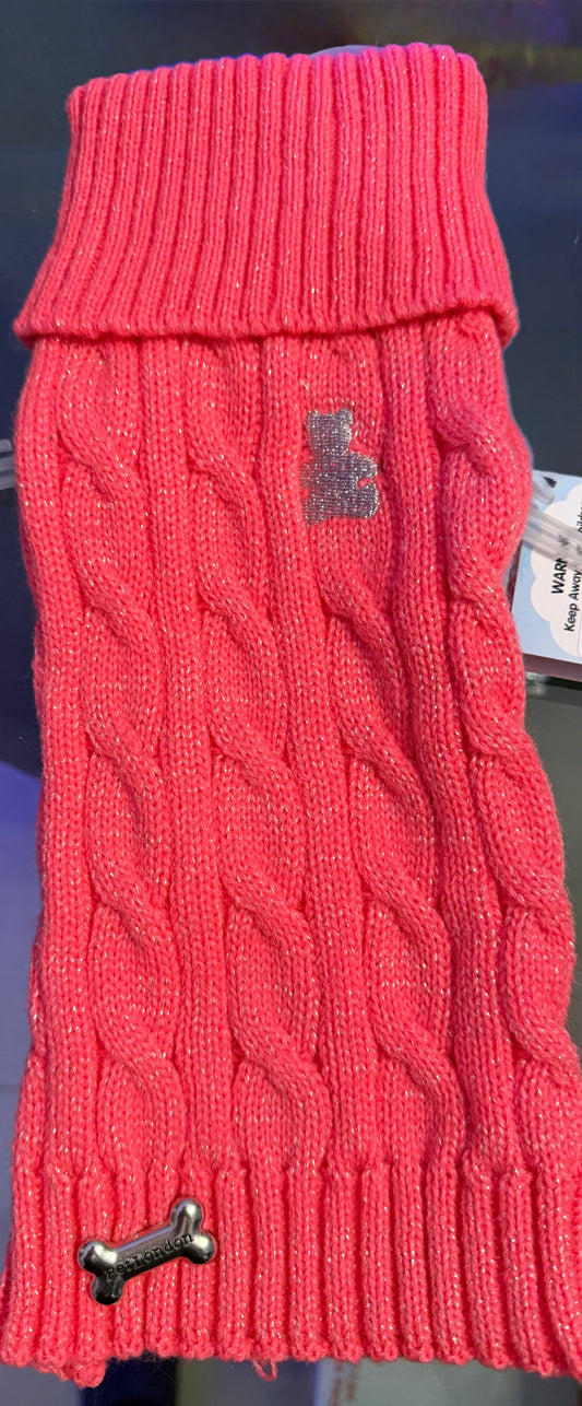Pet London - Cable Knit Shimmer Jumper Cerise Pink