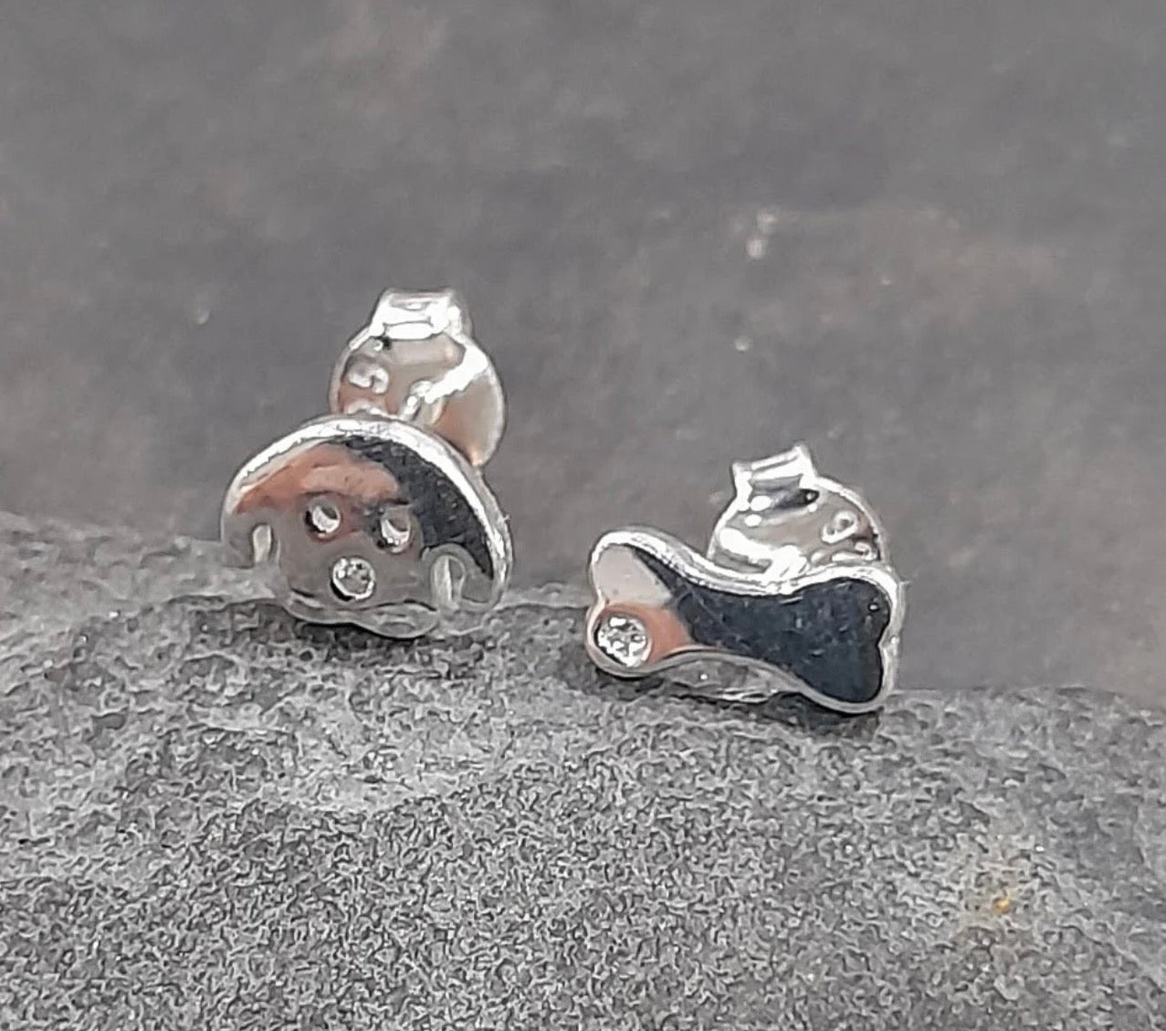 Blue Lily Dog and Bone Stud Earings
