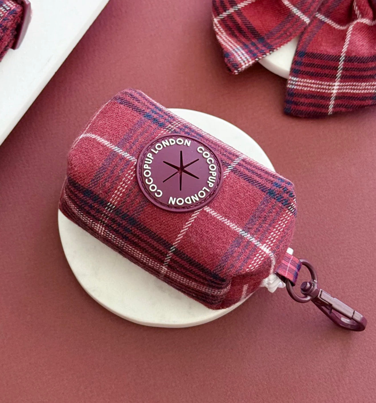 Cocopup London Mulberry Plaid Poop Bag Holder
