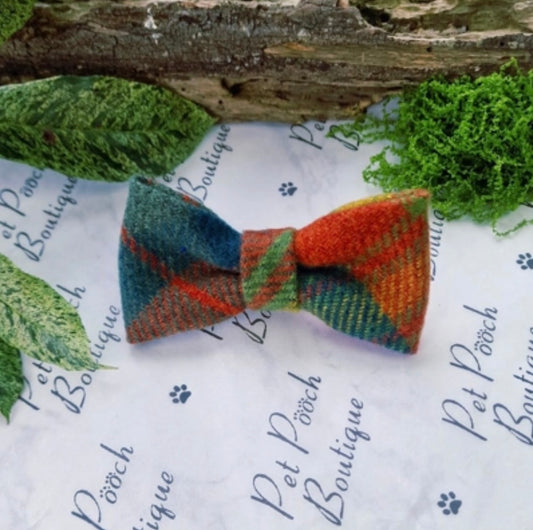 Pet Pooch Boutique Orange Willow Plaid Dog Bow Tie