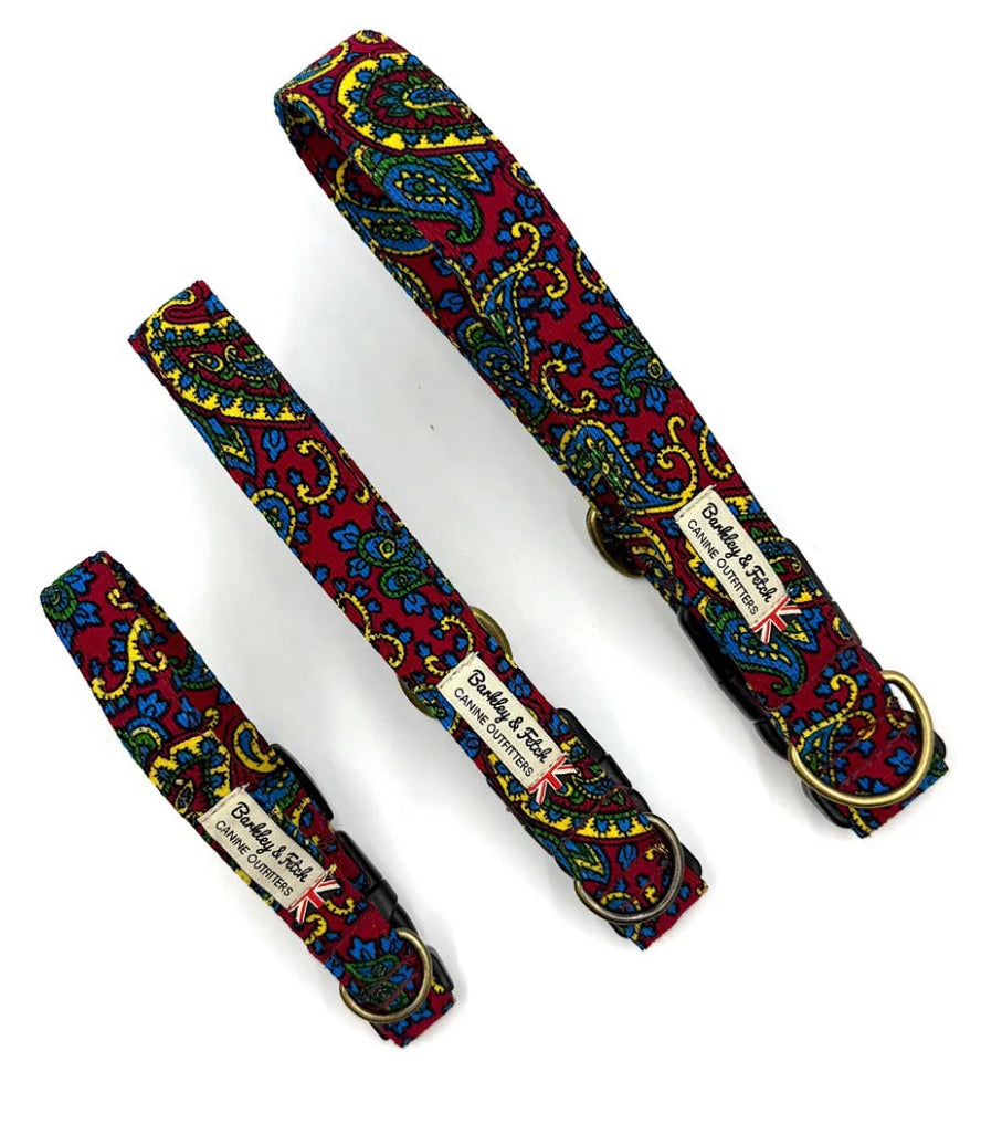 Barkley & Fetch Blue Paisley Corduroy Dog Collar