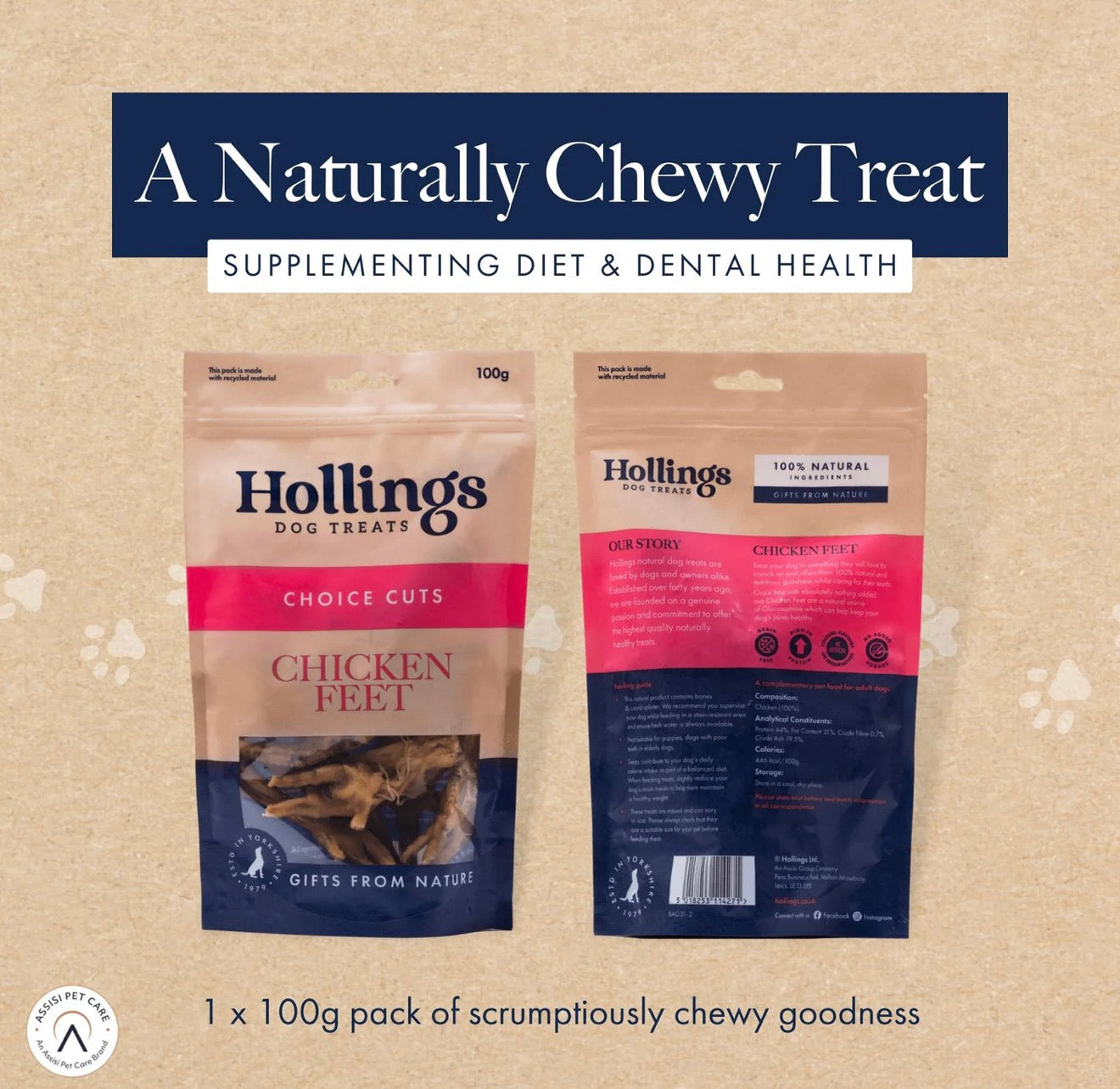 Hollings Dog Treats Choice Cuts Chicken Feet