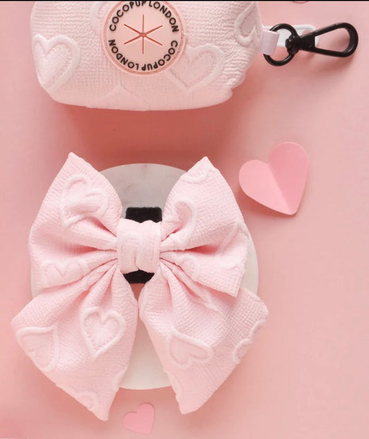 Cocopup London Luxe Sailor Bow Tie Baby Pink Heart
