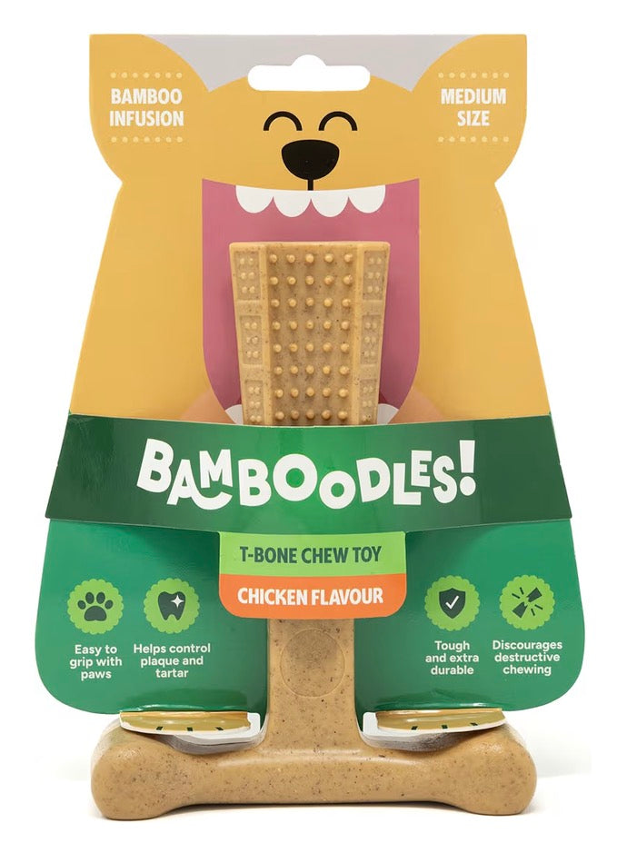 Bamboodles T-Bone Chew Toy Medium Size Chicken Flavour