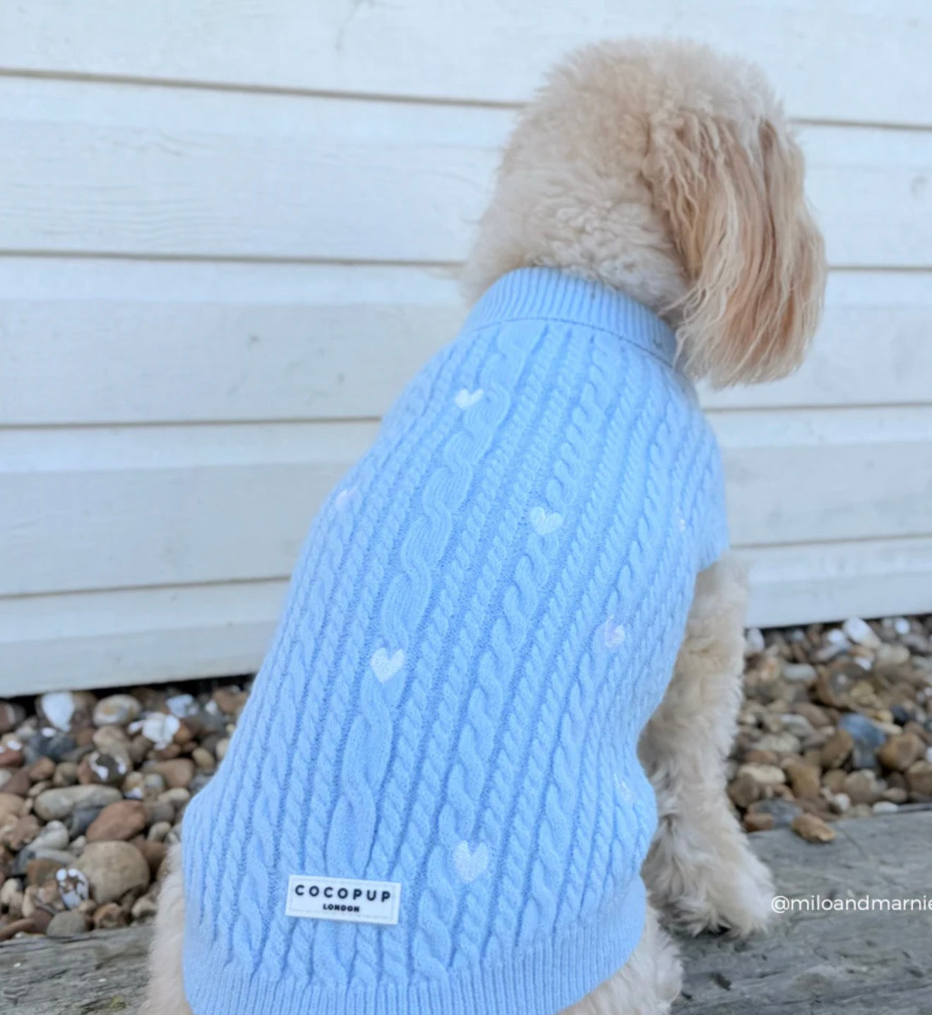 Cocopup London Jumper Cable Knit Blue Heartstrings
