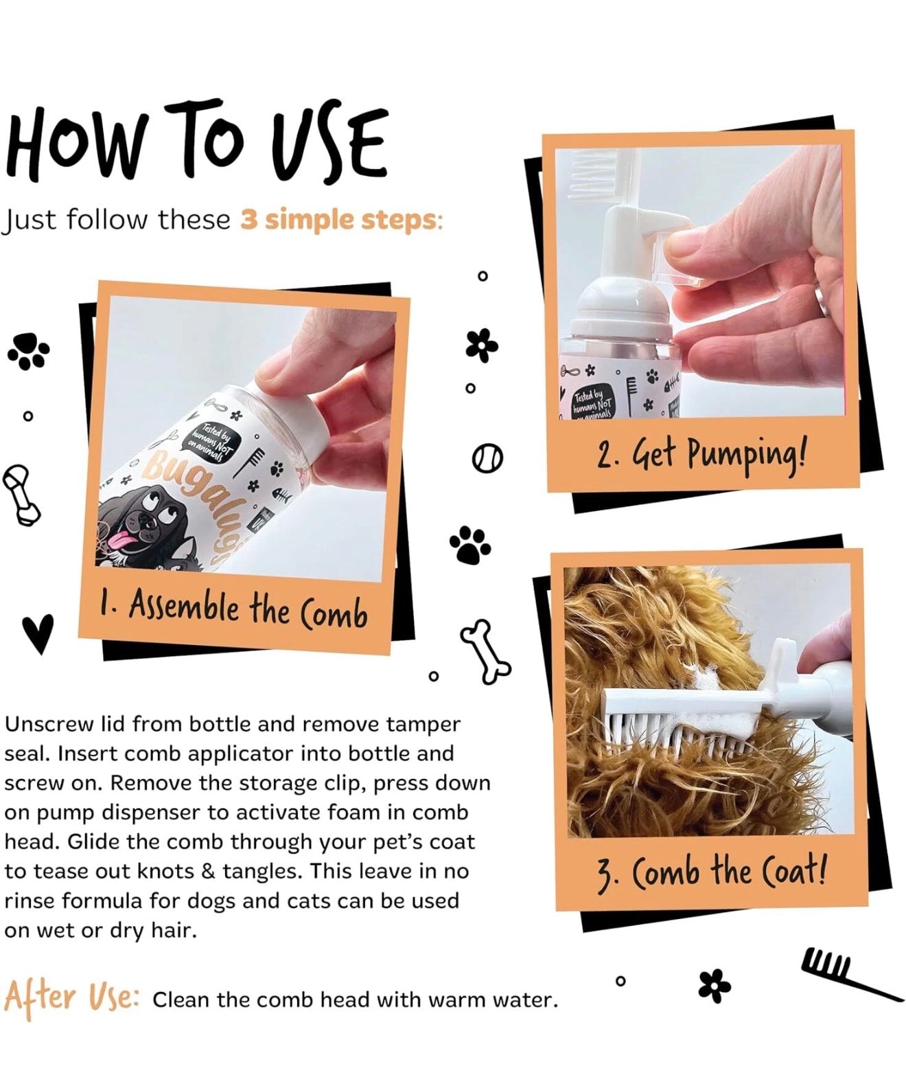 Coconut & Lime 2-in-1 Detangling Foam Comb for Dogs & Cats