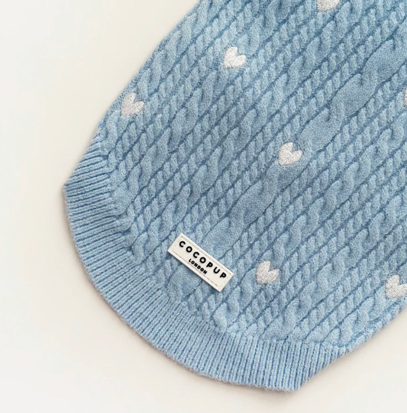 Cocopup London Jumper Cable Knit Blue Heartstrings