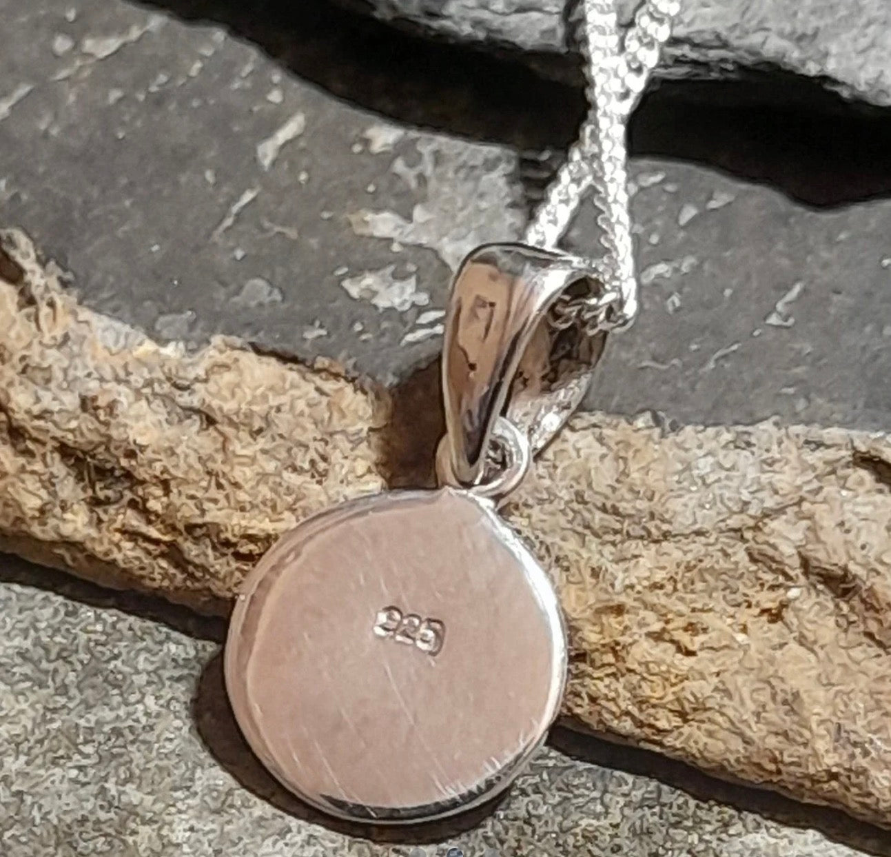 Blue Lily Round Paw Print Pendant with 18 inch Necklace