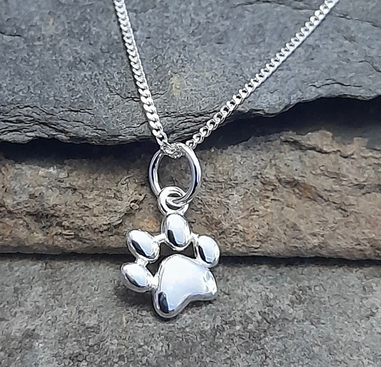 Blue Lily Dog Paw Pendant with 18 inch necklace