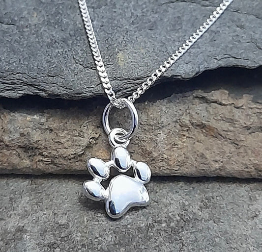 Blue Lily Dog Paw Pendant with 18 inch necklace