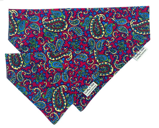 Cherry Paisley Corduroy Dog Bandana