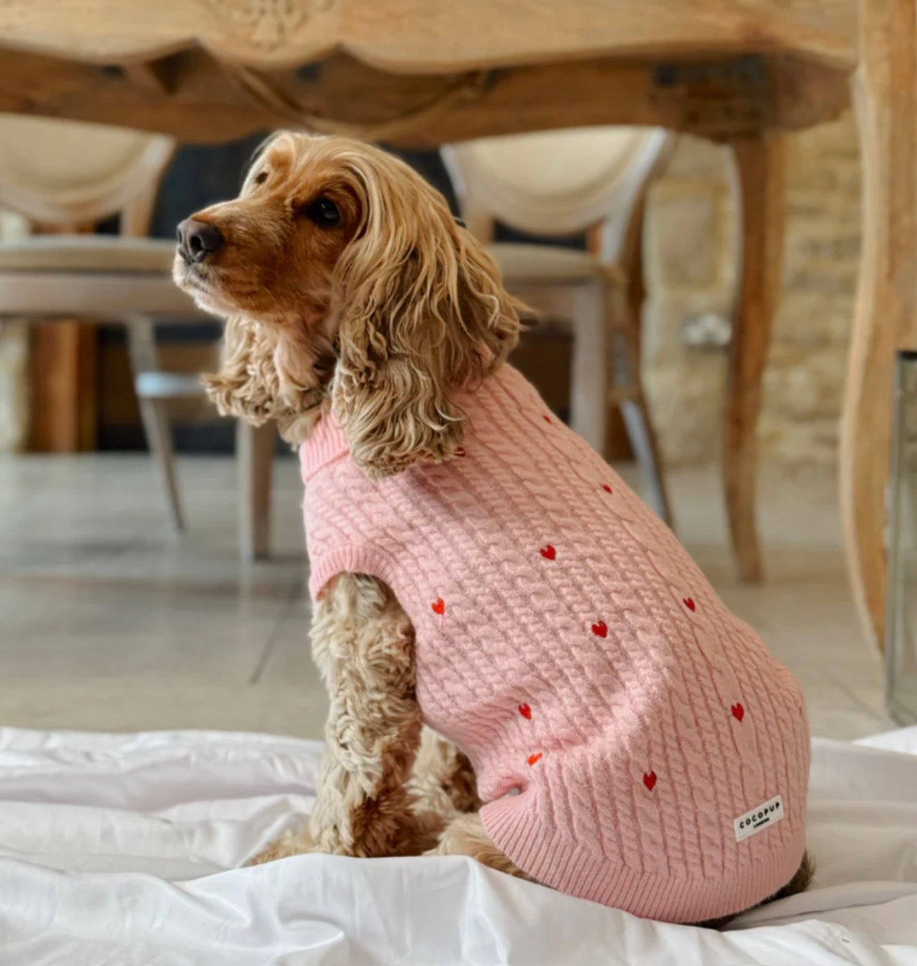 Cocopup London Dog Jumper Pink Heartstrings